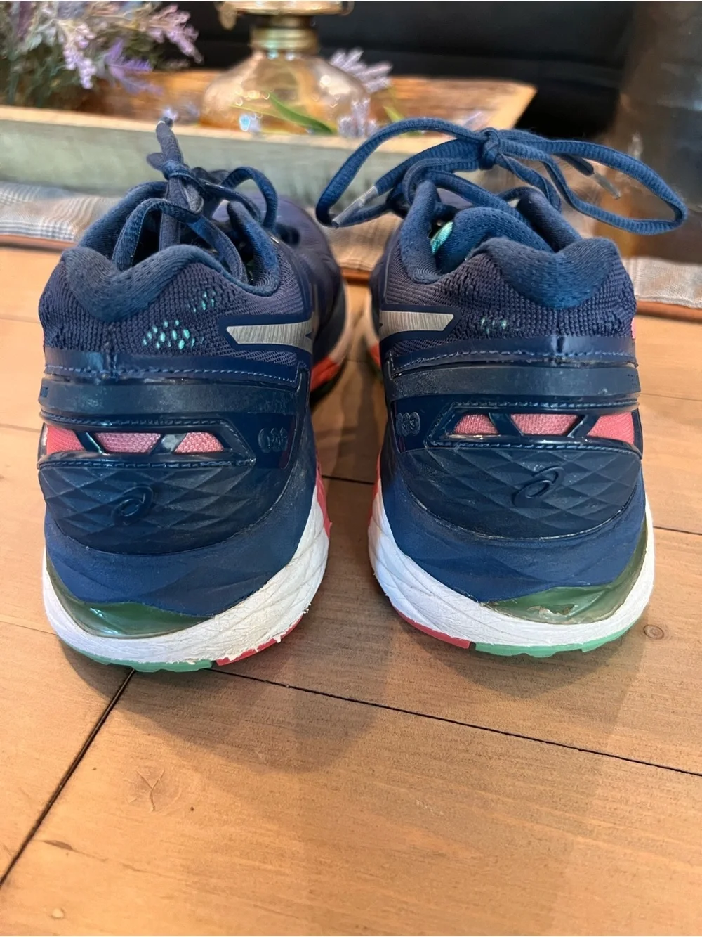 ASICS GEL-Kayano 23 Women's running shoes in the Blue/Silver/Coral colorway